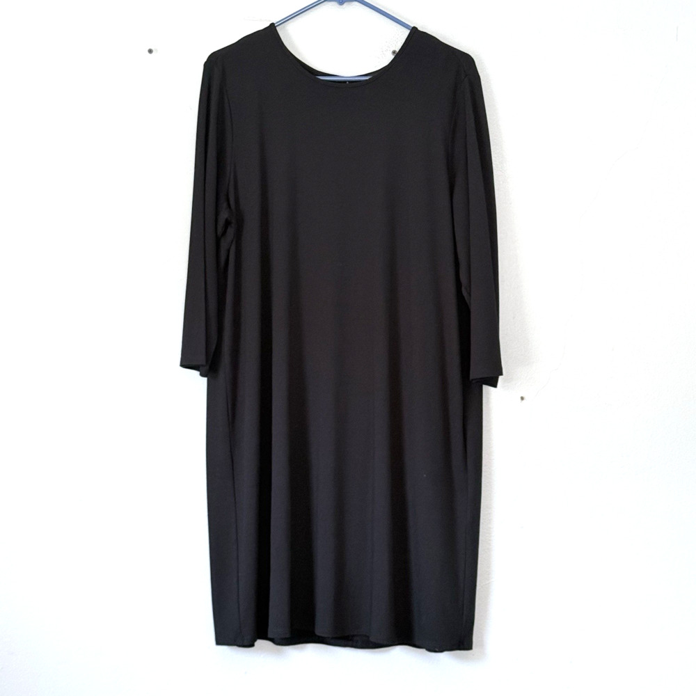 J. Jill Dress Large Petite Black Midi Wearever Shift Classic Minimalist